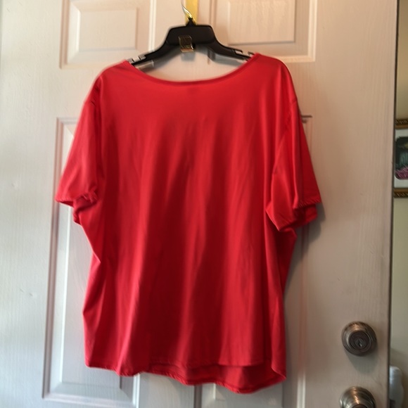 Orange v neck top with cream embroidered - Picture 4 of 4